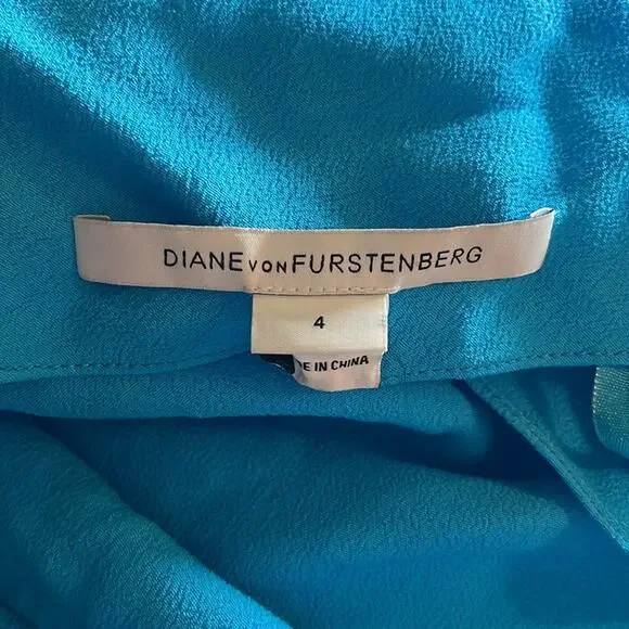 Diane Von Furtstenberg Two Toned Blue Mini Dress Women’s Size 4 - Picture 4 of 8